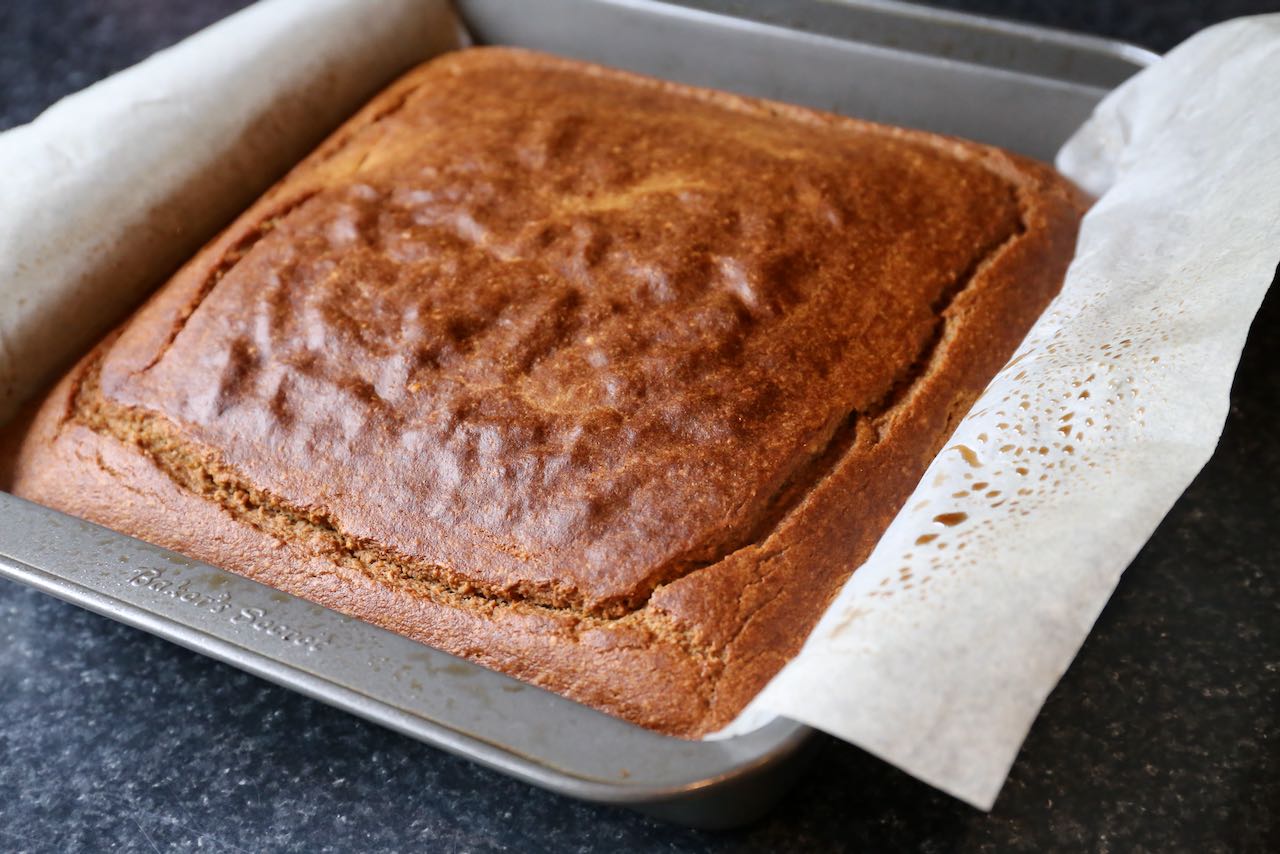 Bake GF Banana Cake in a parchment paper lined tin.
