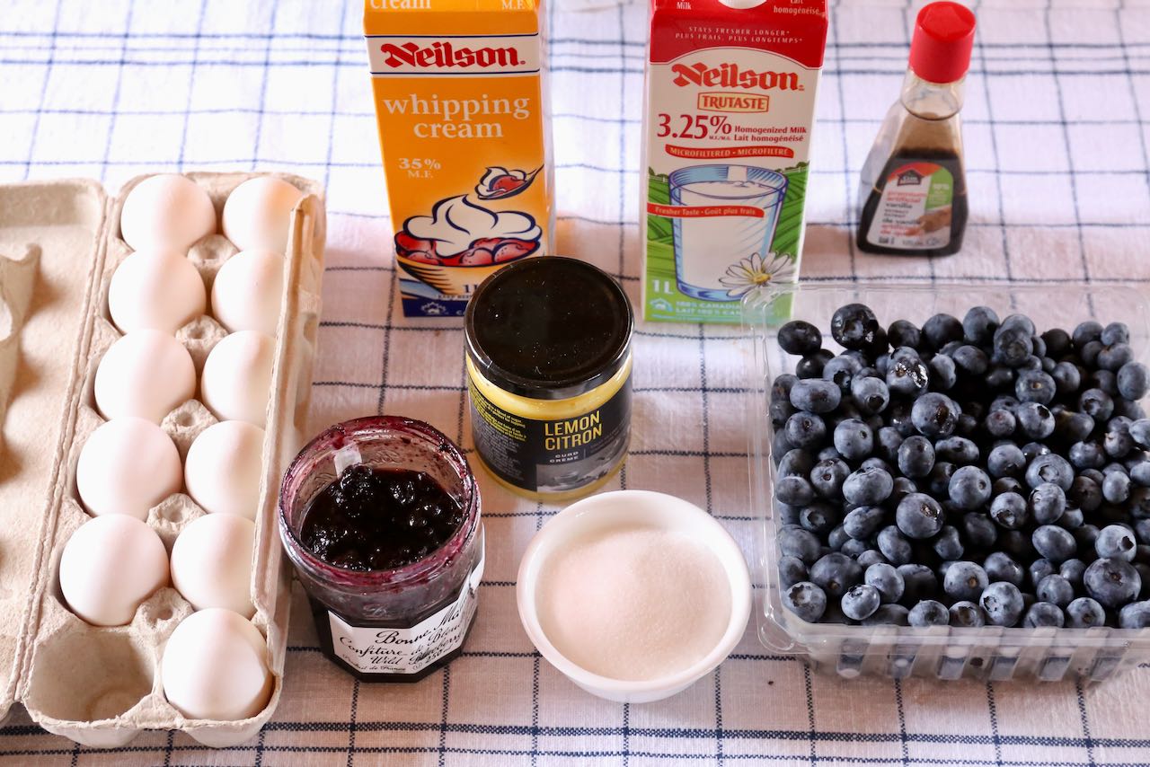 Easy Lemon Blueberry Ice Cream recipe ingredients.