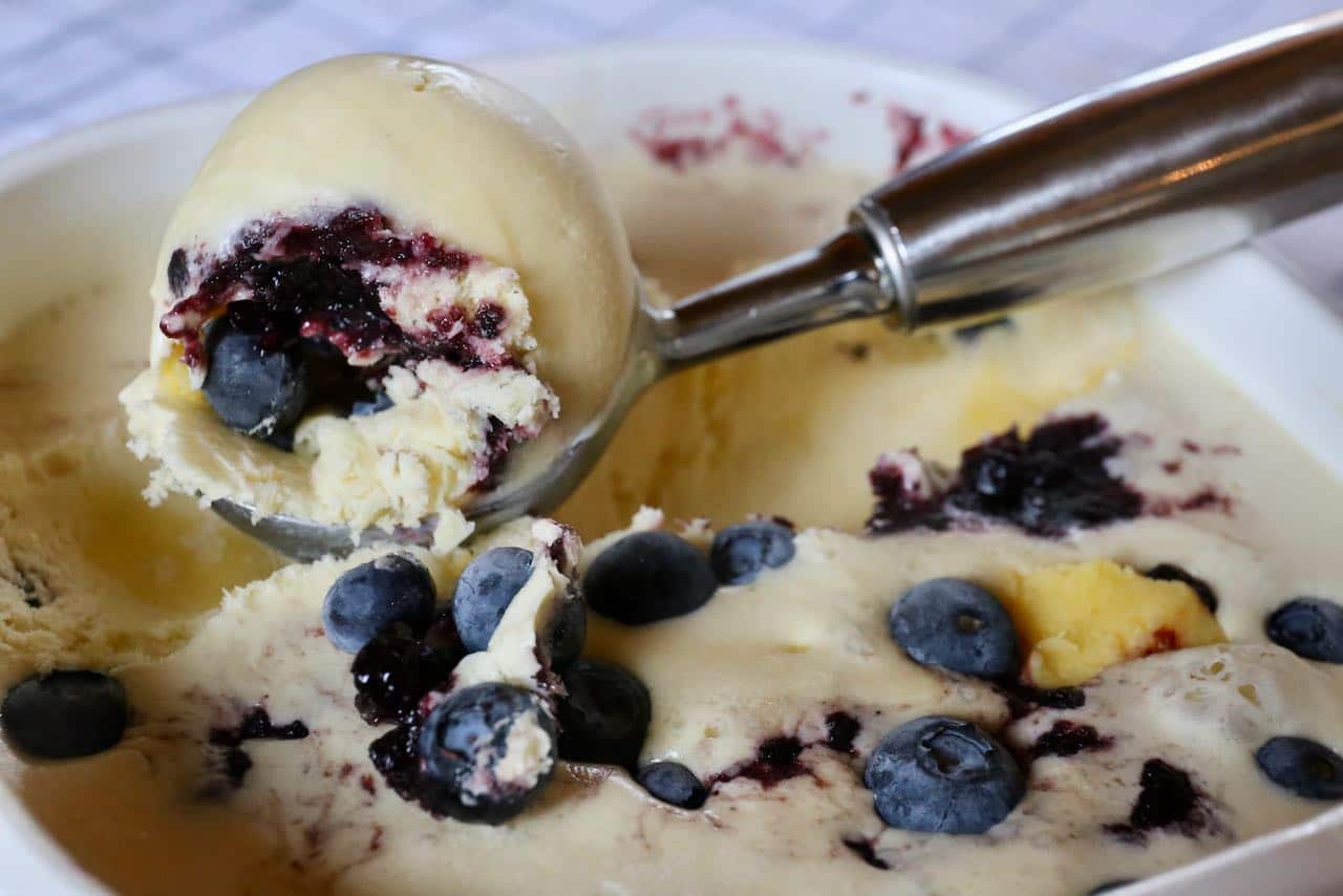 We love serving Lemon Blueberry Ice Cream in the summer when fresh berries are in season.