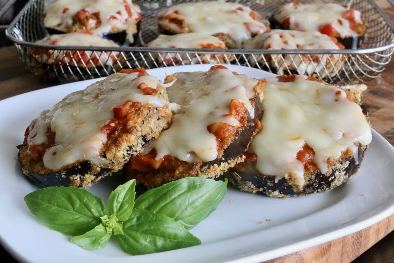 We love serving Air Fryer Eggplant Parm at an Italian lunch or dinner.