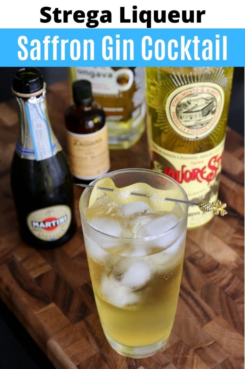 Save our Yellow Liquore Strega Saffron Gin Cocktail Recipe to Pinterest!
