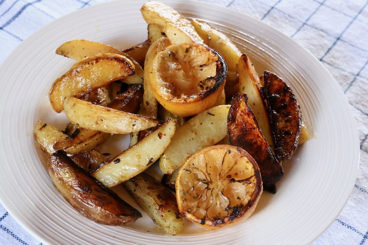 Crispy Cyprus Potatoes are a healthy starchy side dish or snack for vegetarians and vegans.