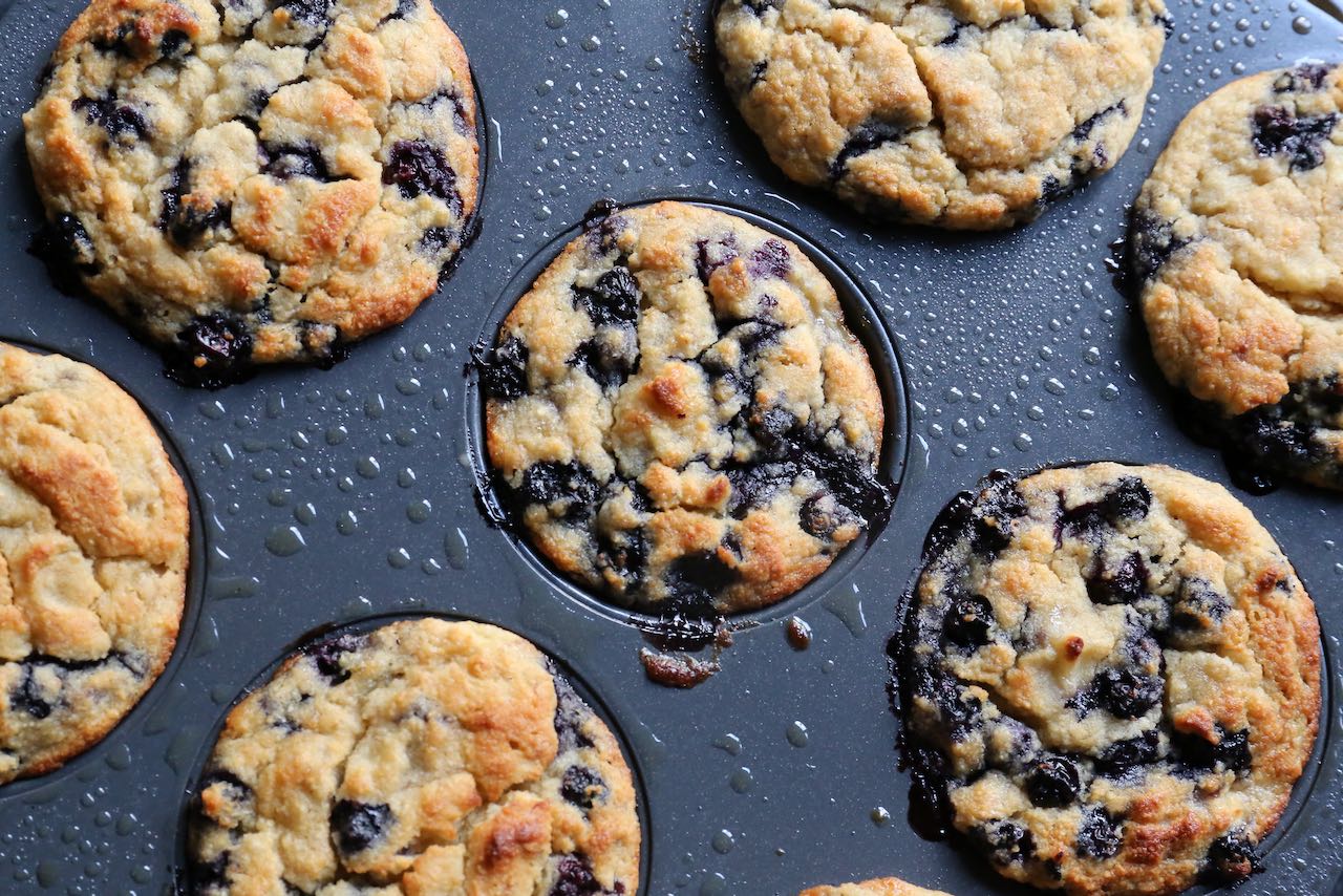 Our Gluten Free Blueberry Banana Muffins are prepared with fresh berries, almond flour and coconut flour.