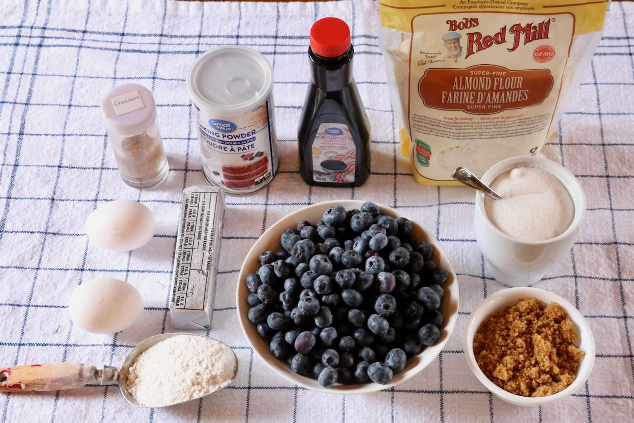 Traditional Blueberry Almond Cake recipe ingredients.