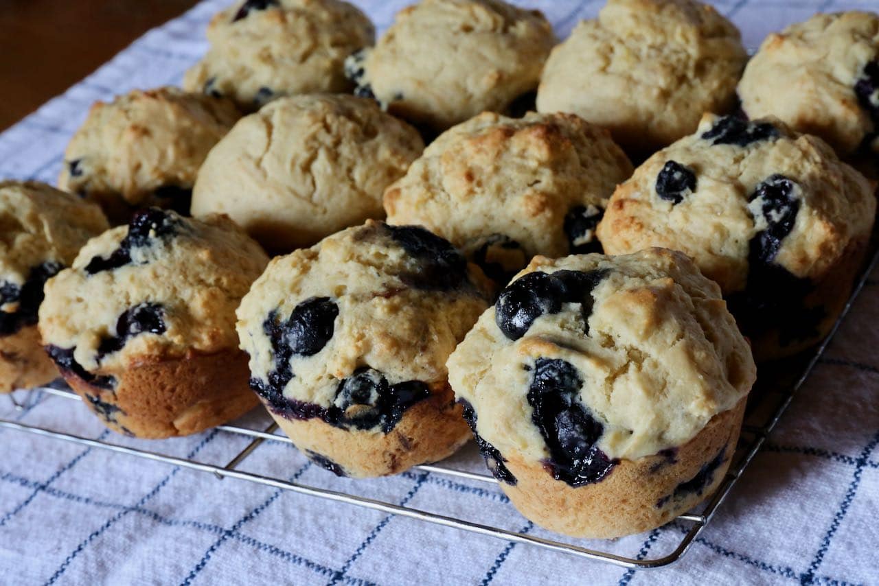 Let Blueberry Lemon Ricotta Muffins cool on a rack before serving.