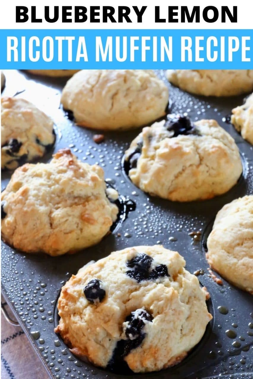 Save our homemade Blueberry Lemon Ricotta Muffins recipe to Pinterest!