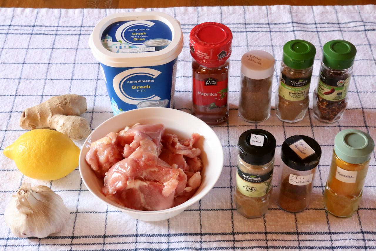 Traditional Chicken Boti Kabab recipe ingredients.
