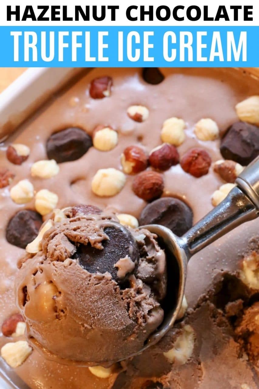 Save our homemade Gianduja Hazelnut Chocolate Truffle Ice Cream recipe to Pinterest!