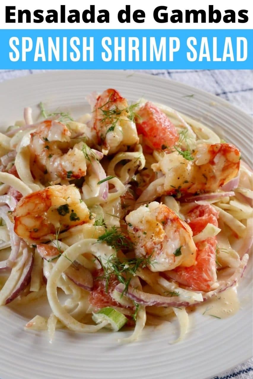 Save our Ensalada de Gambas Spanish Grapefruit Fennel Shrimp Salad recipe to Pinterest!
