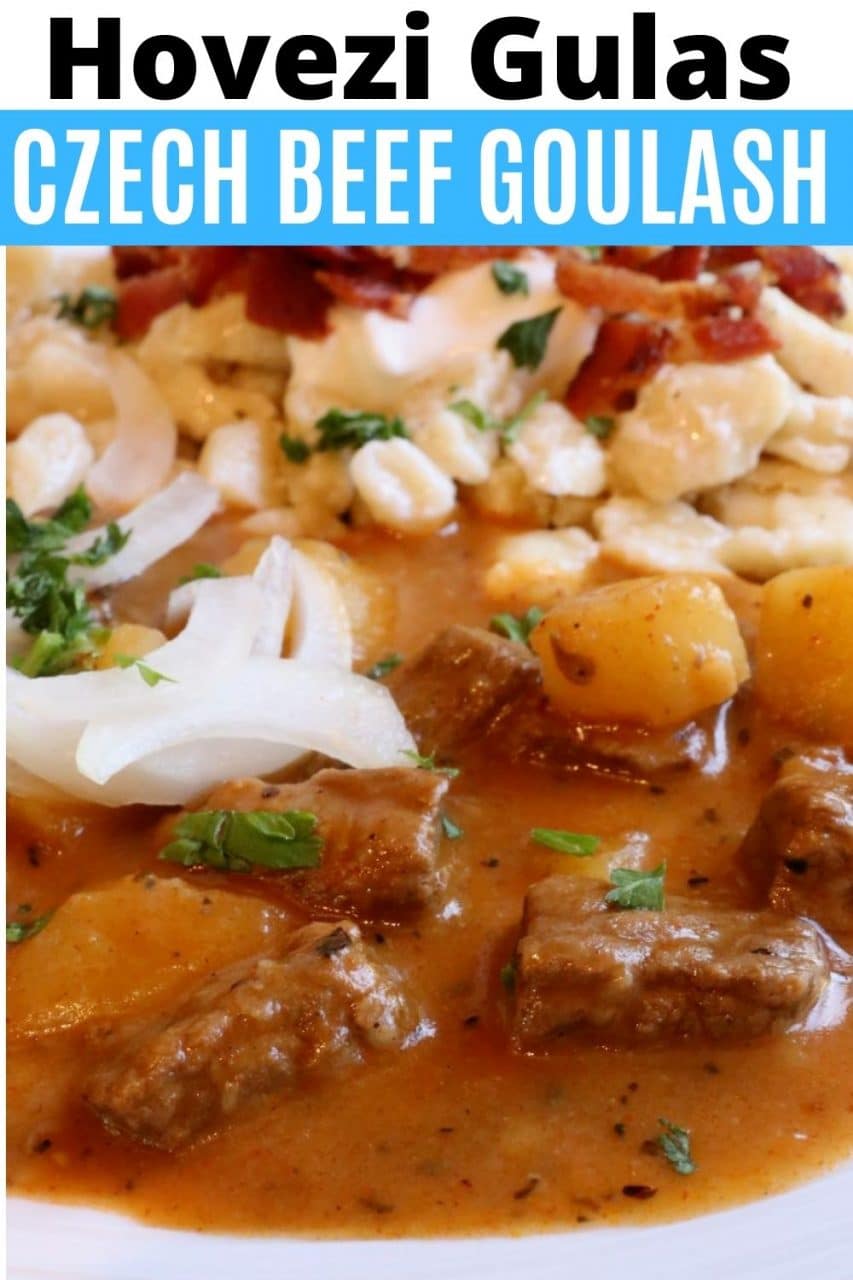 Save our traditional Hovezi Gulas Czech Beef Goulash recipe to Pinterest!