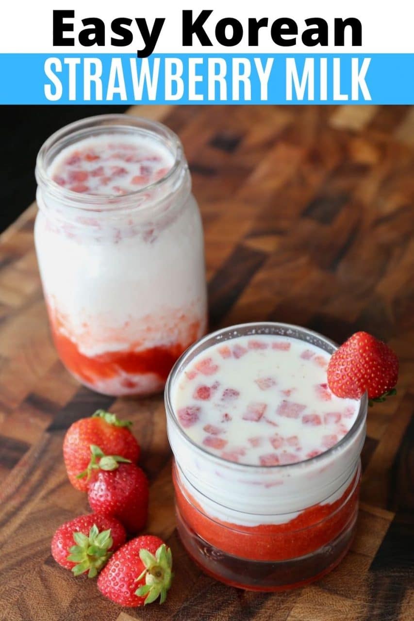 Save our Easy Homemade Korean Strawberry Milk Recipe to Pinterest!