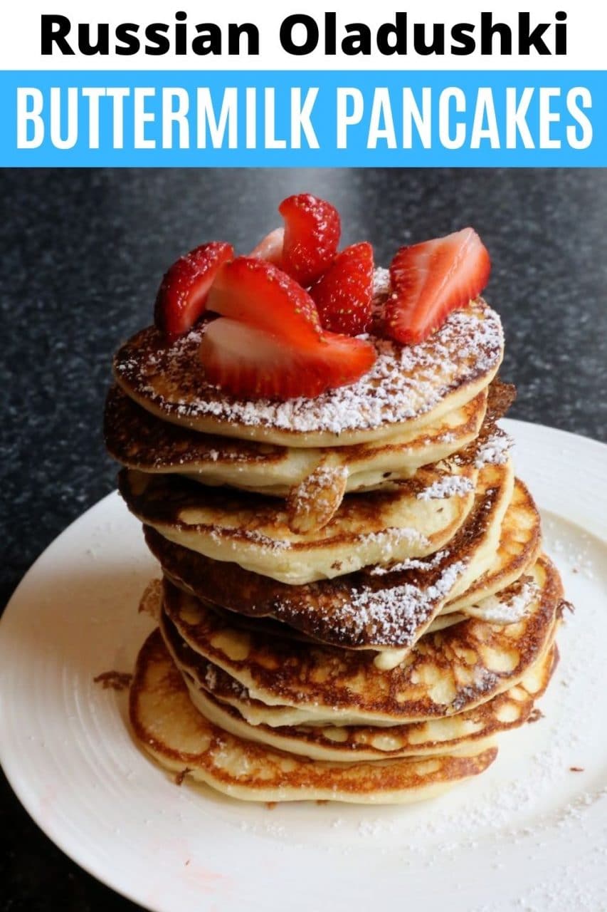 Save our traditional Oladiki Oladushki Buttermilk Pancakes recipe to Pinterest!