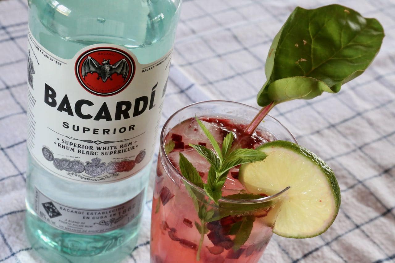 We love preparing this rhubarb cocktail with Bacardi Superior Rum.