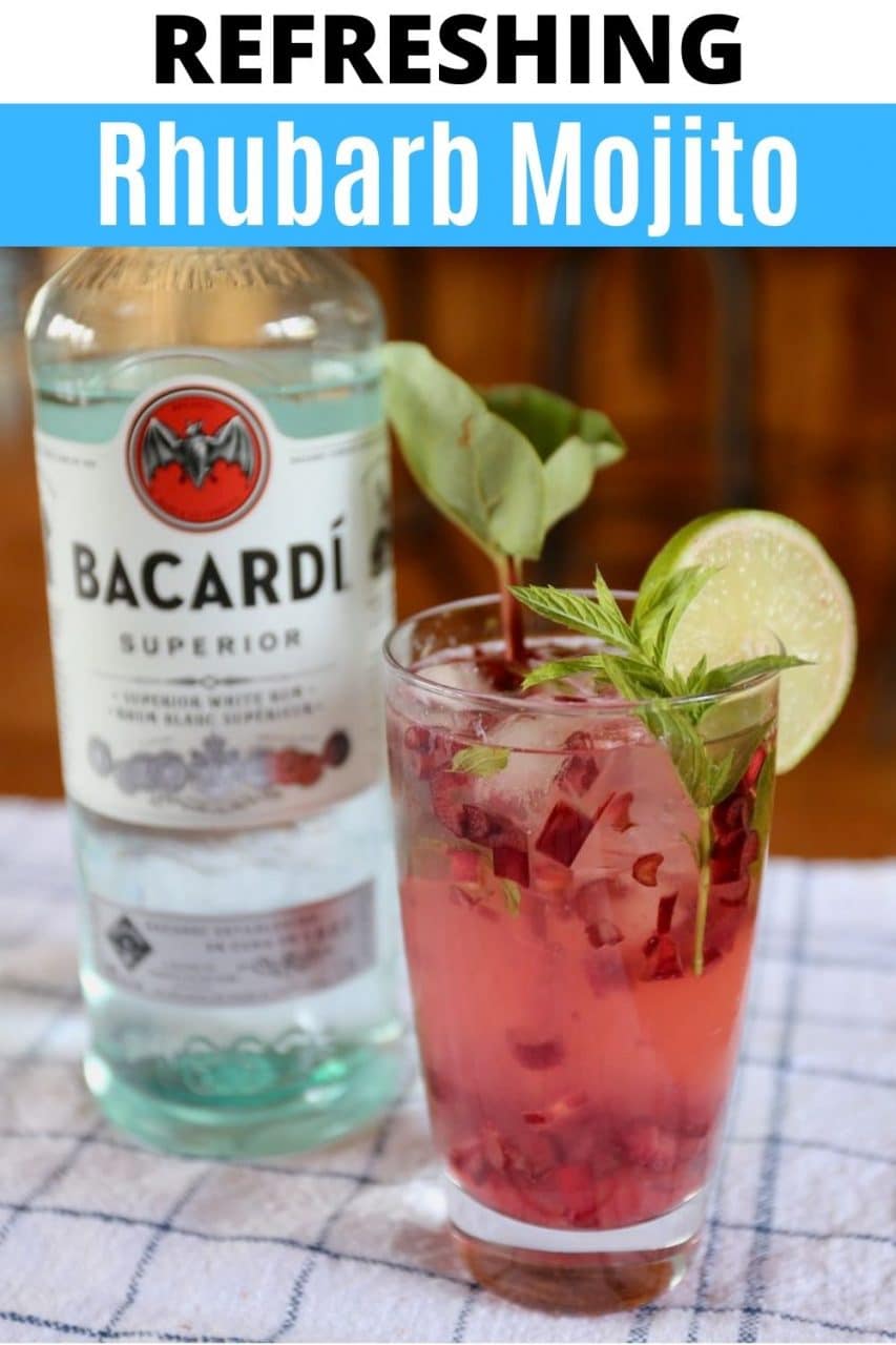 Save our Rhubarb Mojito Cocktail Drink Recipe to Pinterest!