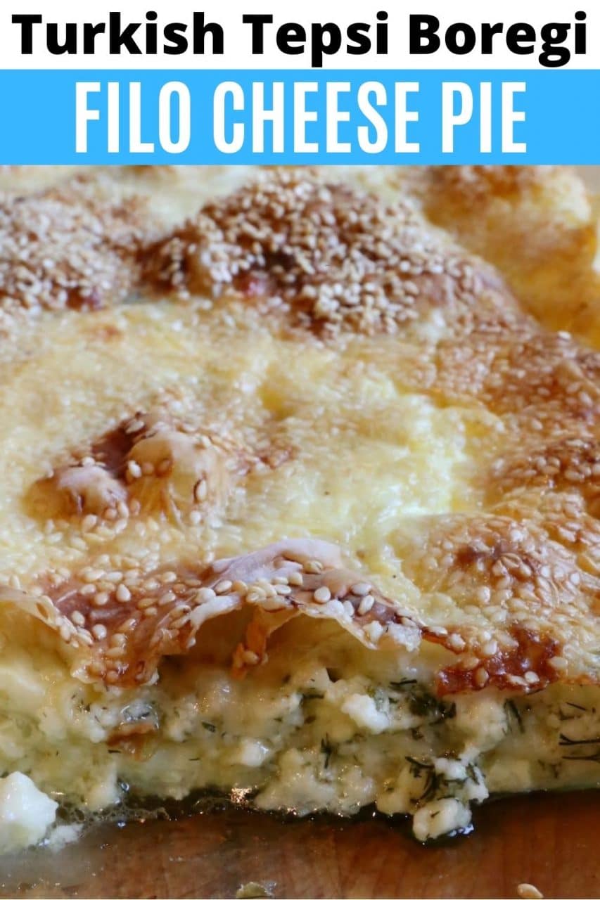 Save our Tepsi Boregi Turkish Filo Cheese Pie recipe to Pinterest!