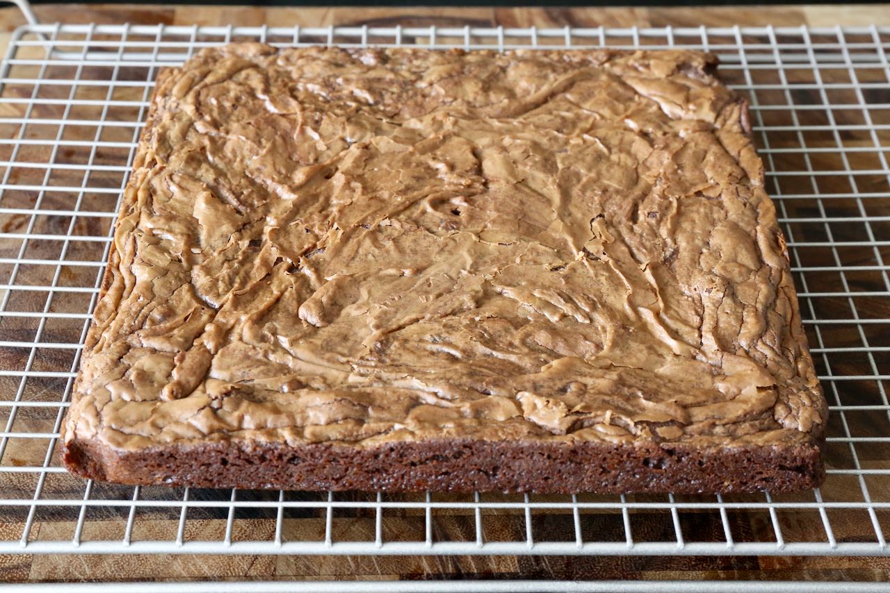 Let this Hershey Brownie recipe cool on a rack before serving.