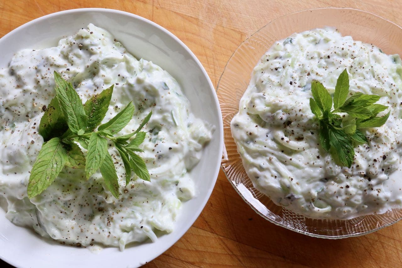 Jajik Middle Eastern Cucumber Yogurt Mint Sauce Salad Dip Recipe
