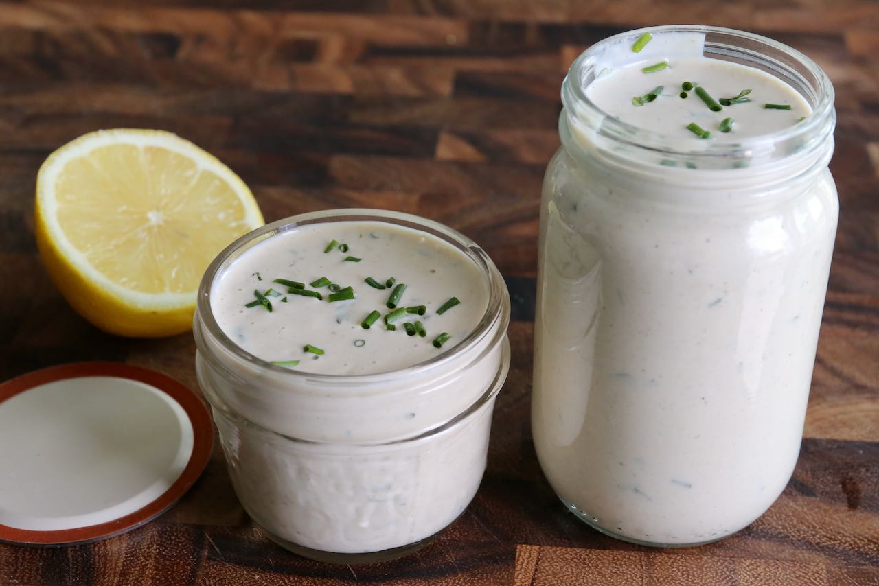Store Lemon Herb Tahini in mason jars and keep cool in the fridge.