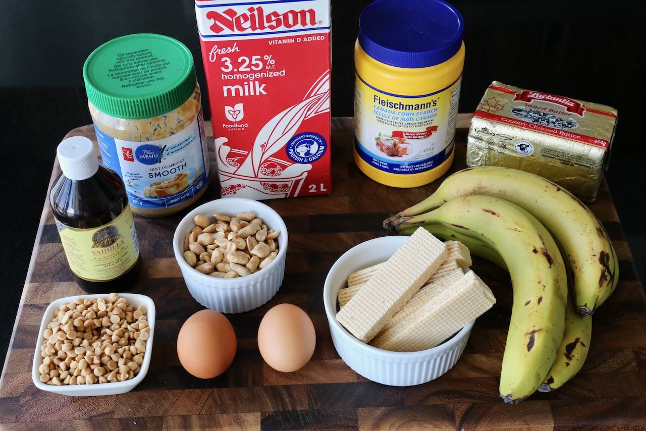 Banana Peanut Butter Pudding recipe ingredients.