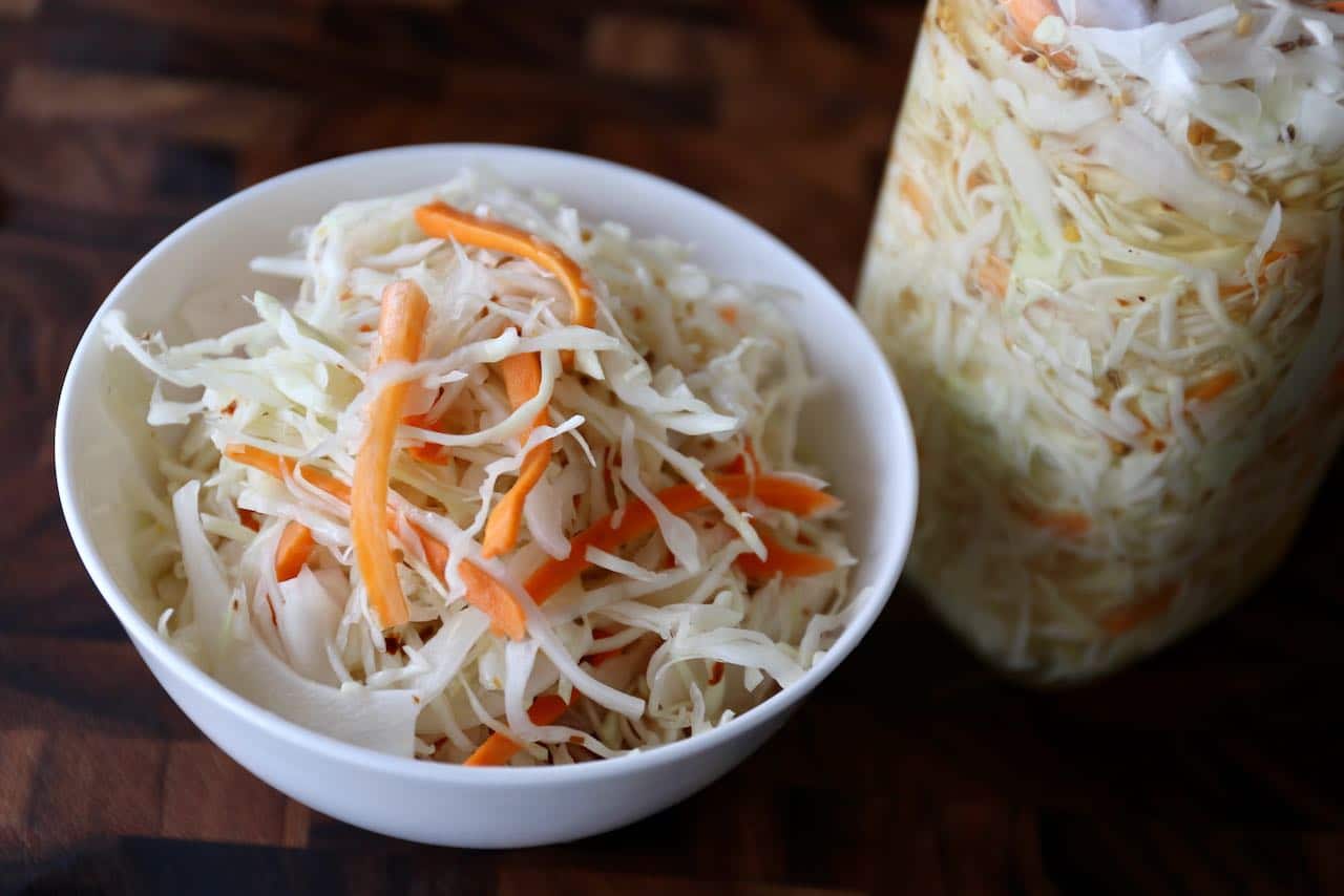 Now you're an expert on how to make homemade Quick Pickled Carrots and Cabbage!