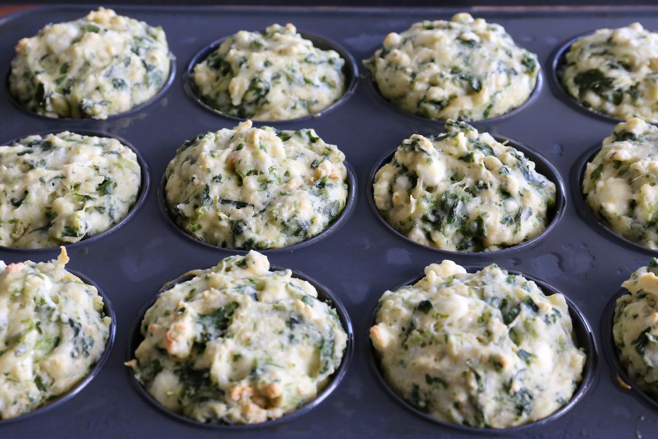 Bake Spinach and Feta Muffins until nicely browned.