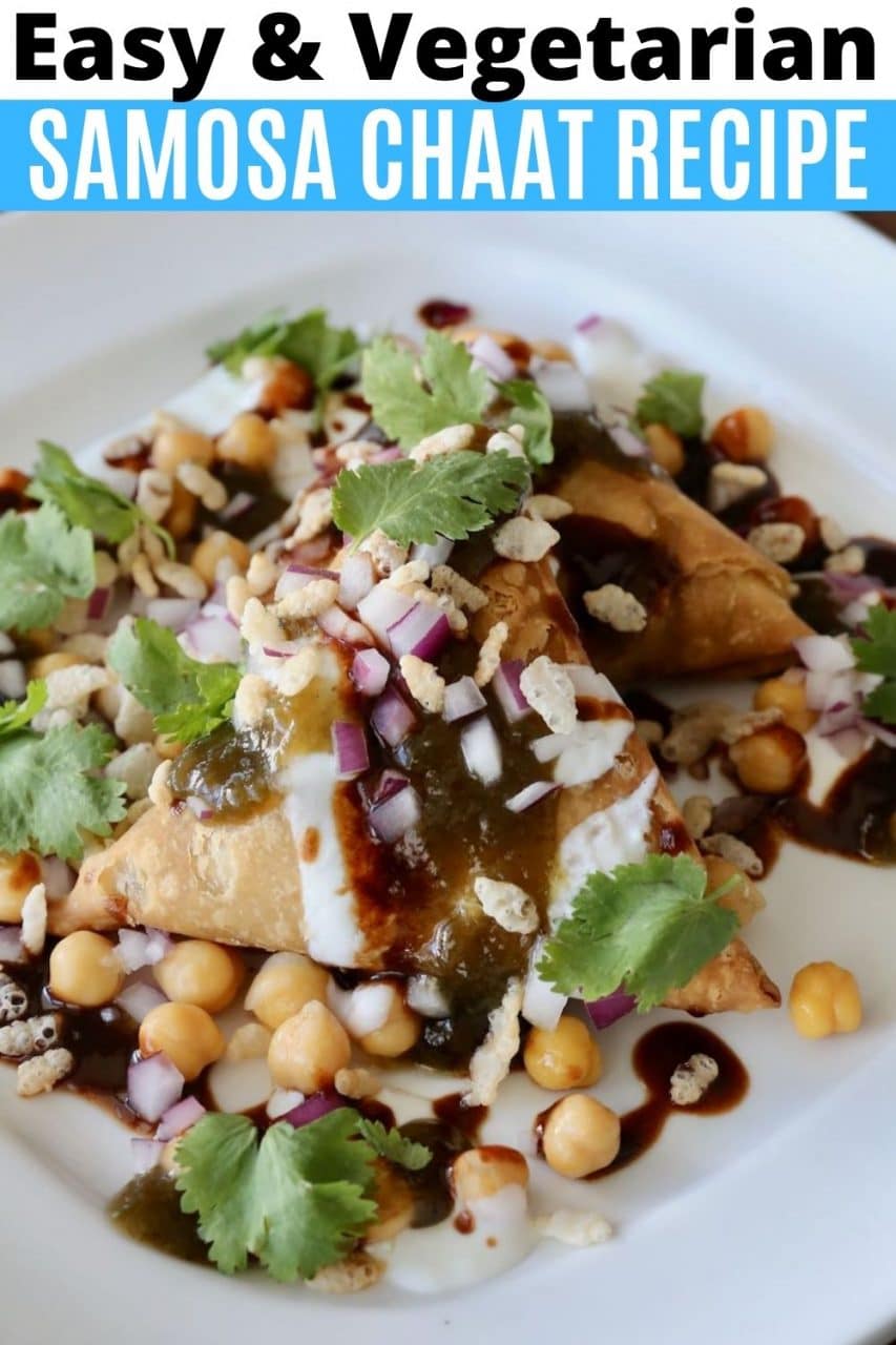 Save our Easy Vegetarian Samosa Chaat recipe to Pinterest!