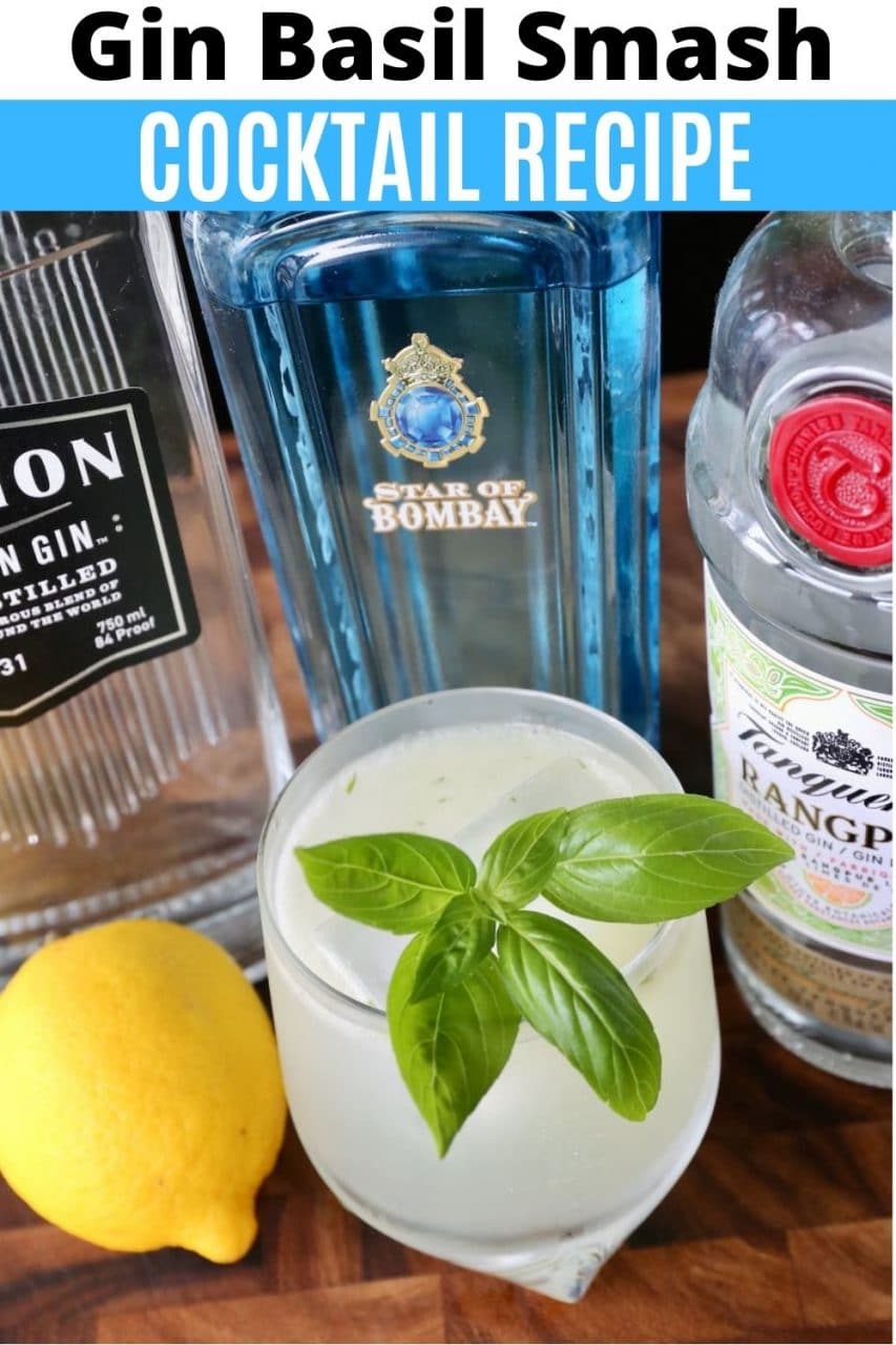 Save our easy Gin Basil Smash Cocktail recipe to Pinterest!