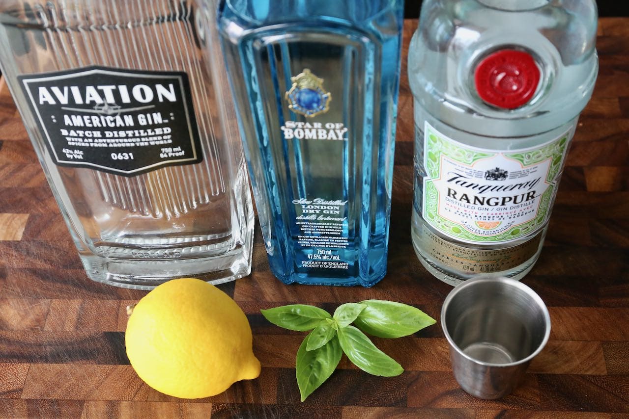 Traditional Gin Basil Smash Cocktail Recipe Ingredients. 