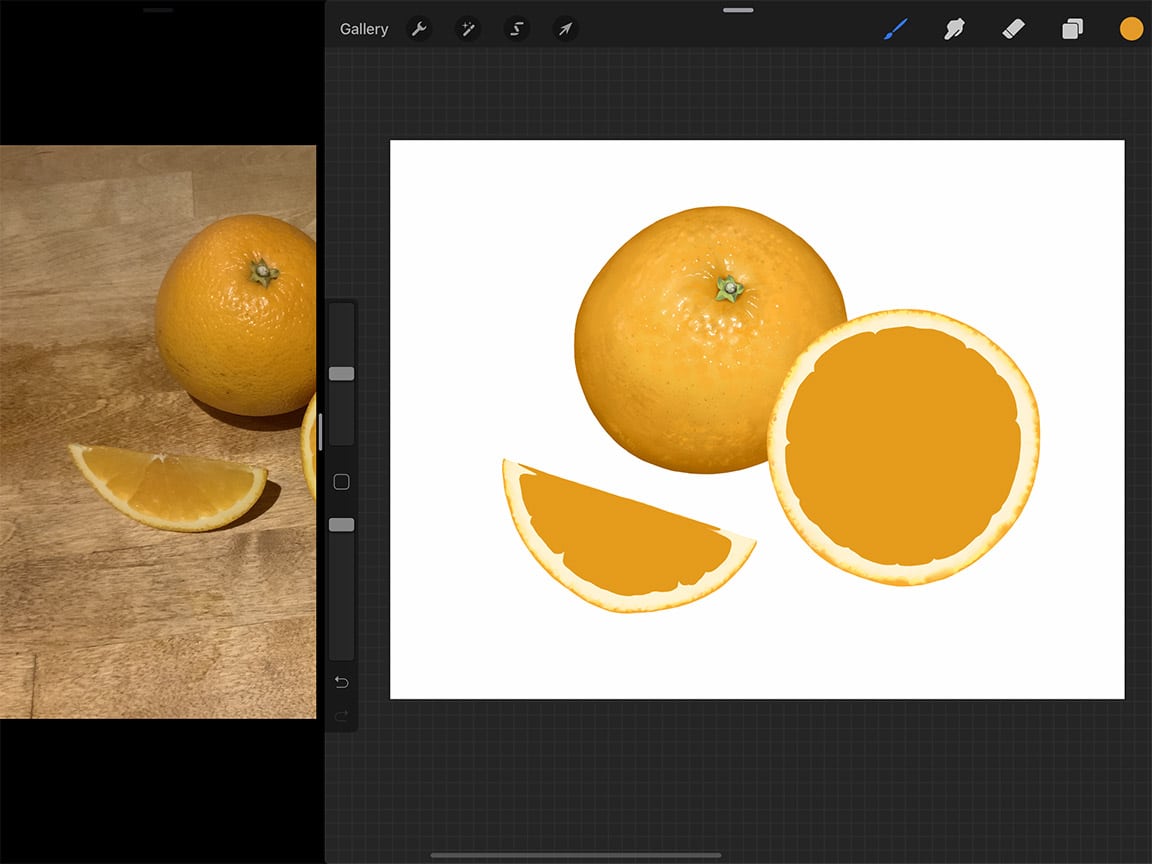 How to Draw an Orange: Block out your drawing in layers in make editing easy