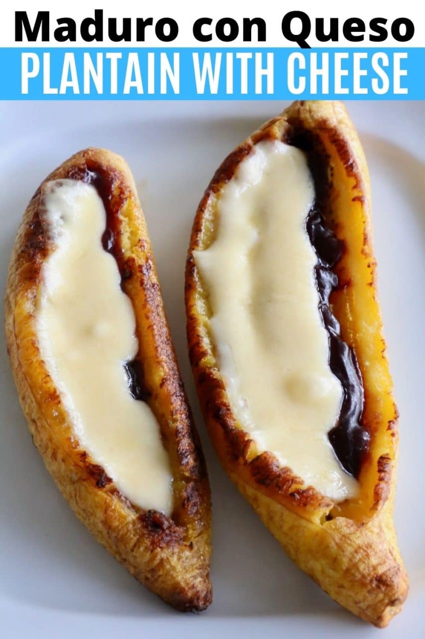 Save our easy Maduro con Queso Baked Plantain with Cheese recipe to Pinterest!