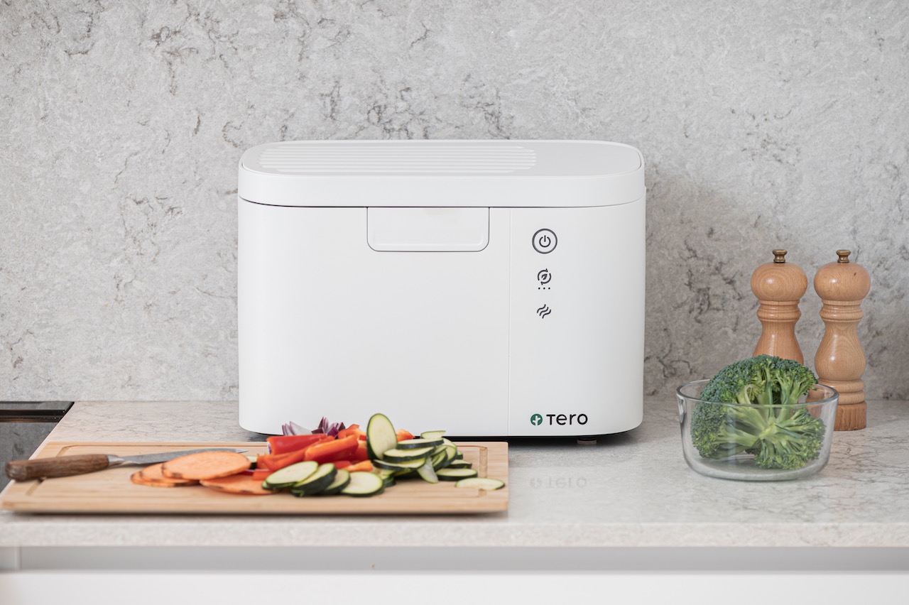 Tero is an electric kitchen composter that easily fits on your counter at home. 