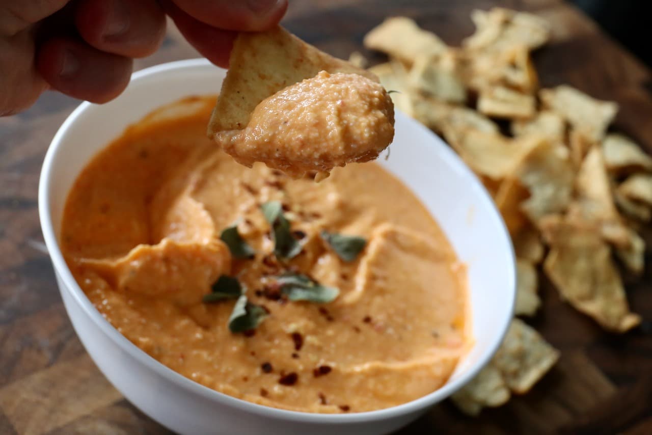 Spicy Tirokafteri is our favourite cheesy Greek dip to make at home. 