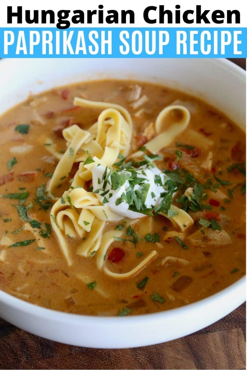 Save our easy Hungarian Chicken Paprika Soup recipe to Pinterest!