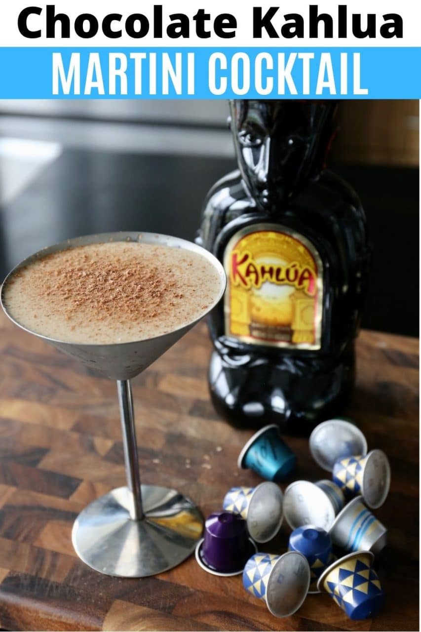 Save our Chocolate Kahlua Espresso Martini Cocktail recipe to Pinterest!