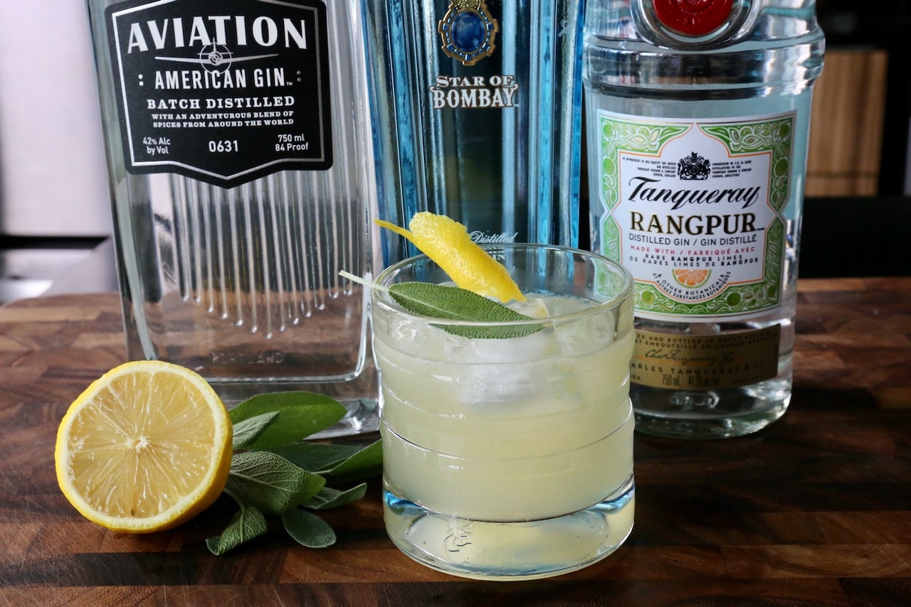 Our Summer Sage Drink features homemade sage simple syrup, gin, and lemon juice.