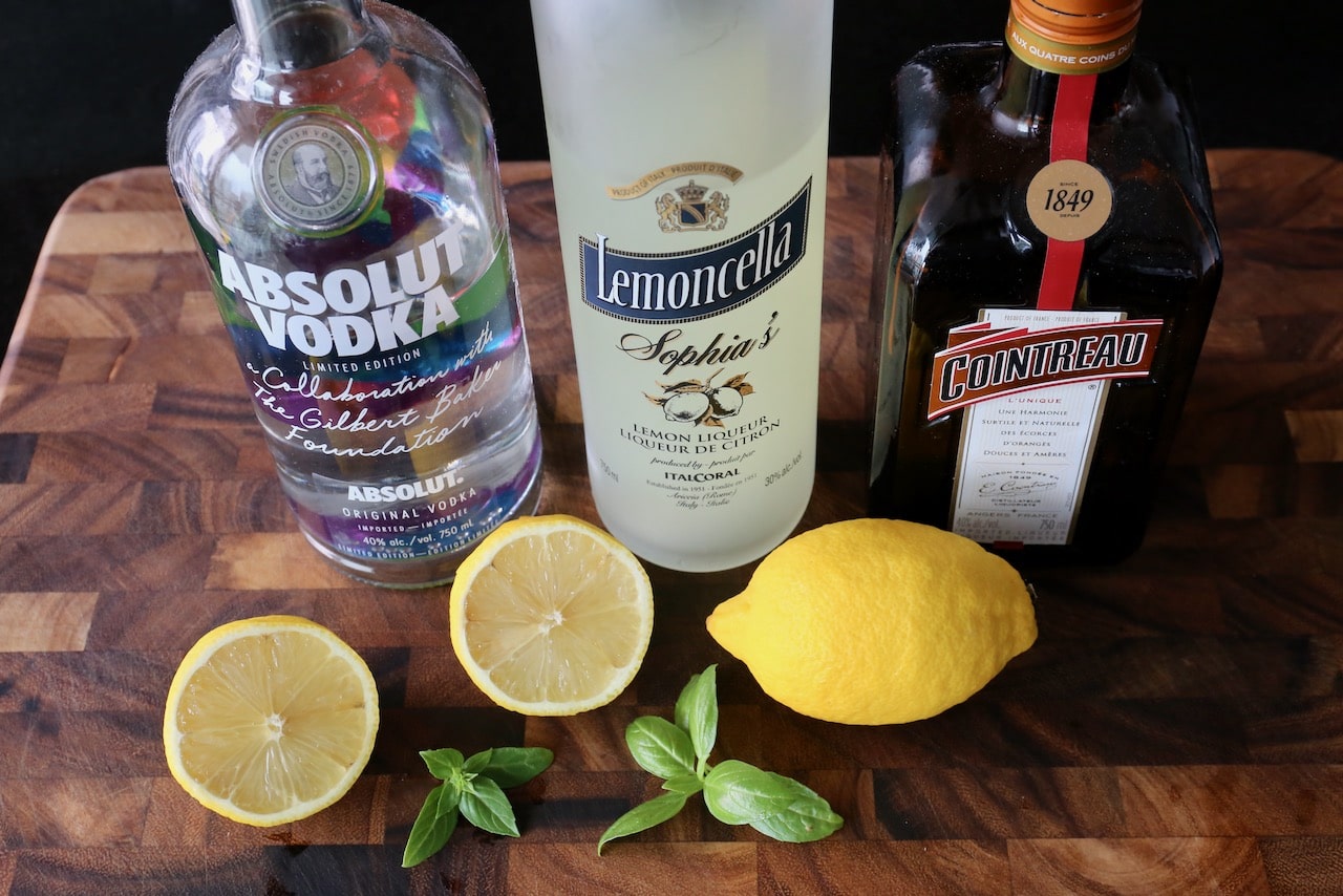 Limoncello Lemon Drop Martini Cocktail recipe ingredients.