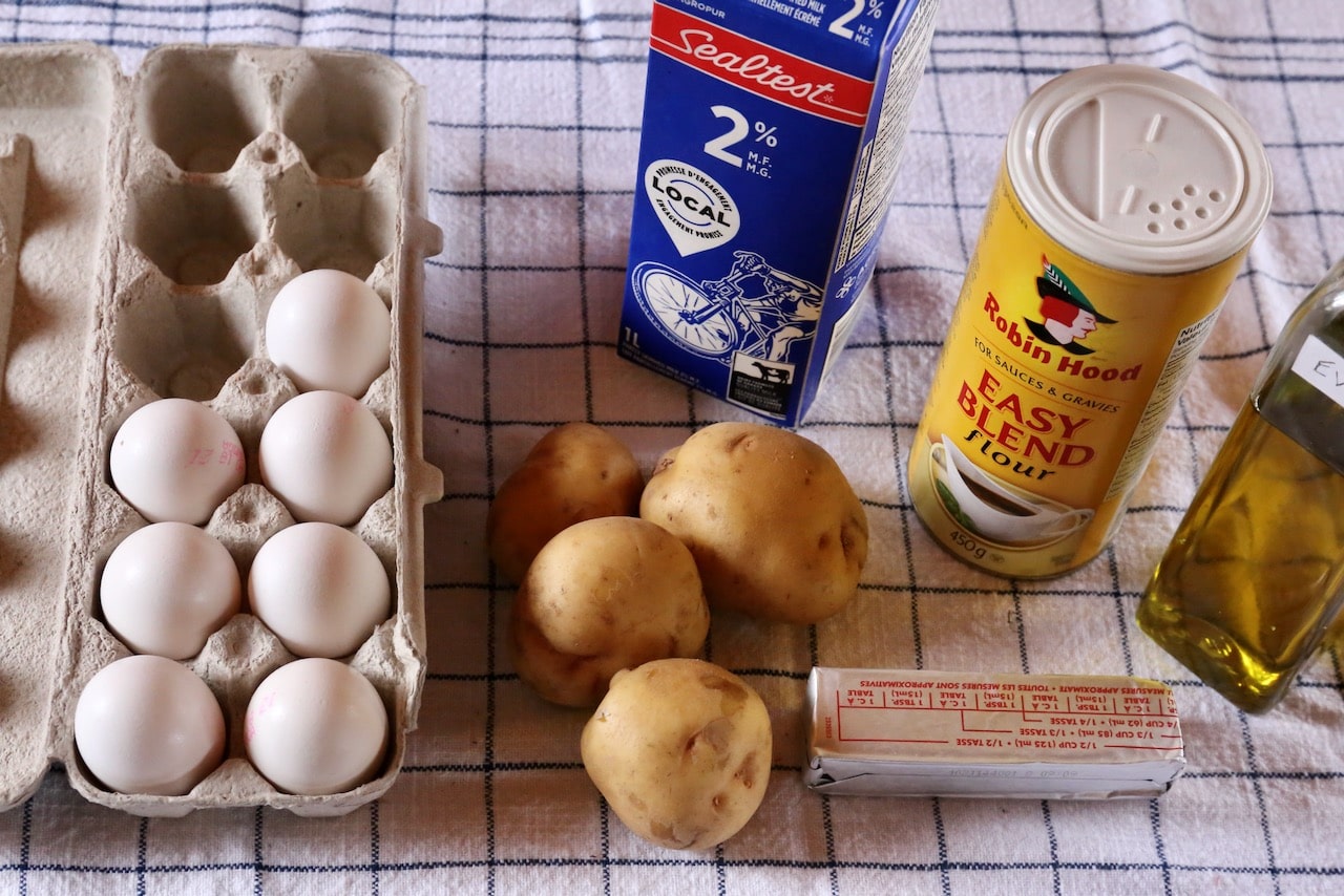 Homemade Mashed Potato Fritters recipe ingredients.