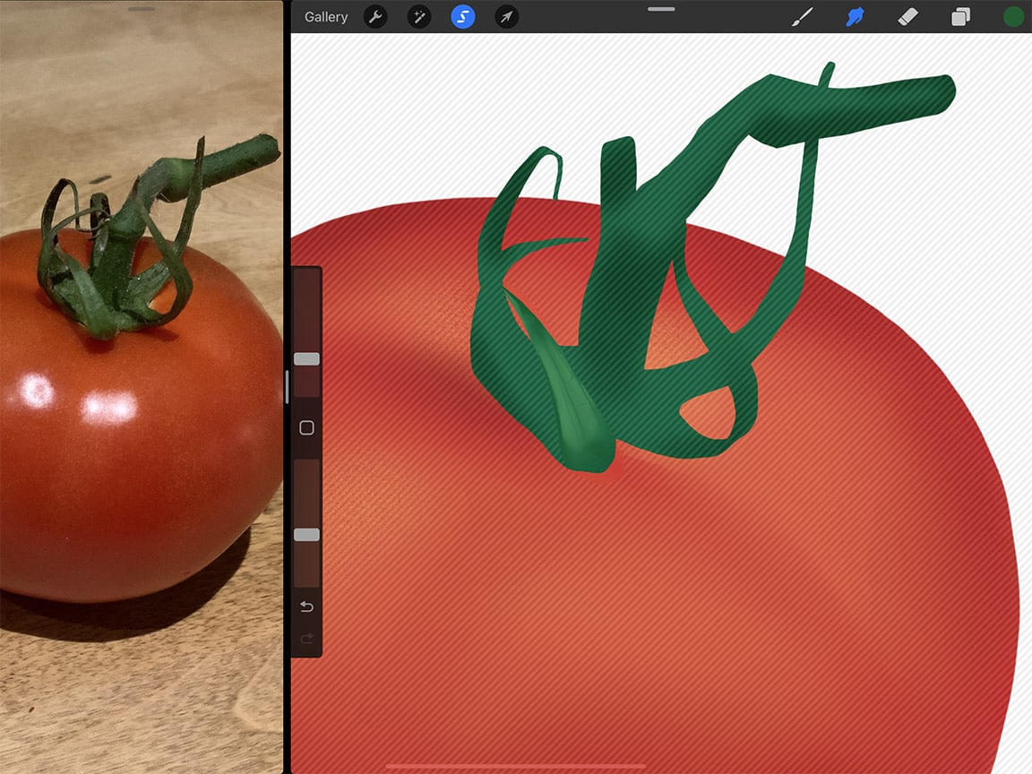 How to Draw Tomatoes: Use the lasso tool as a drawing technique on Procreate