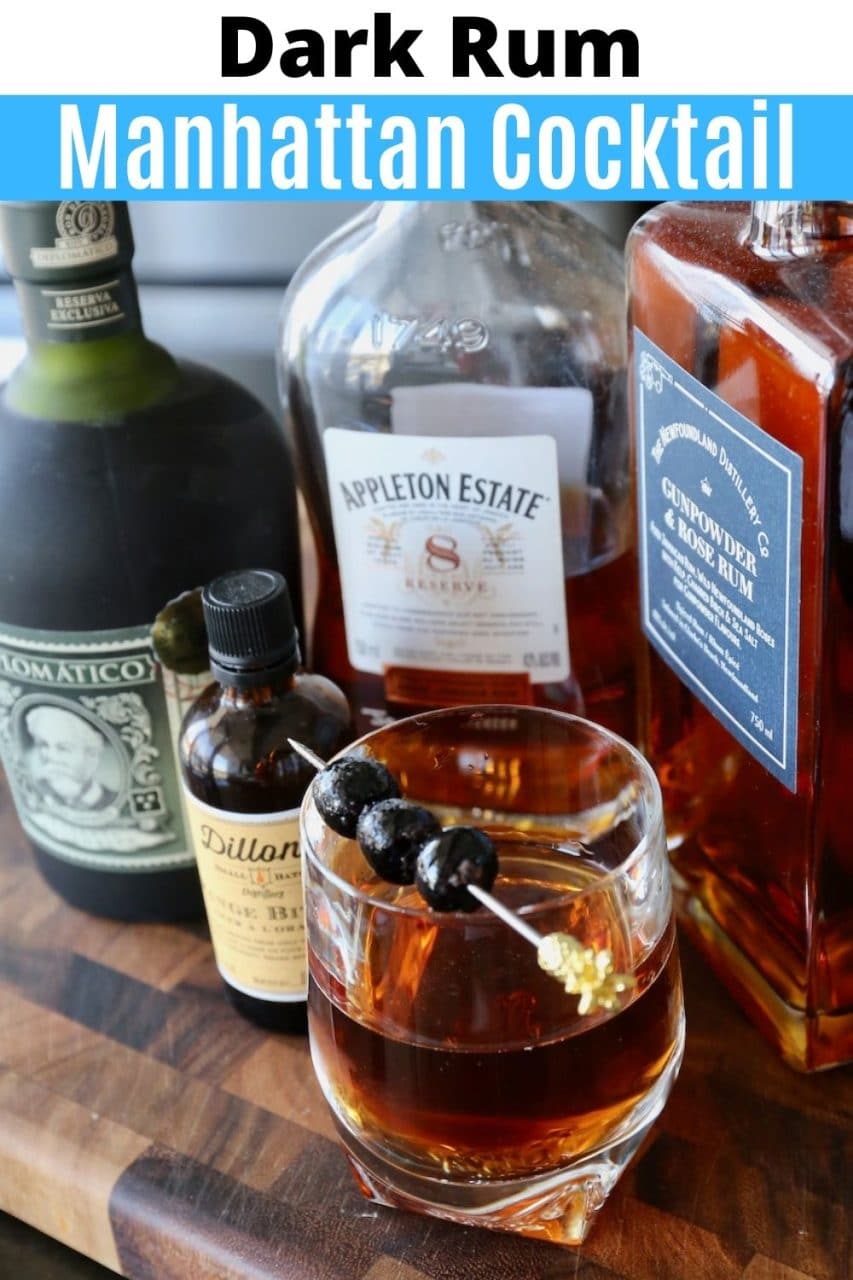 Save our Dark Rum Manhattan Cocktail recipe to Pinterest!