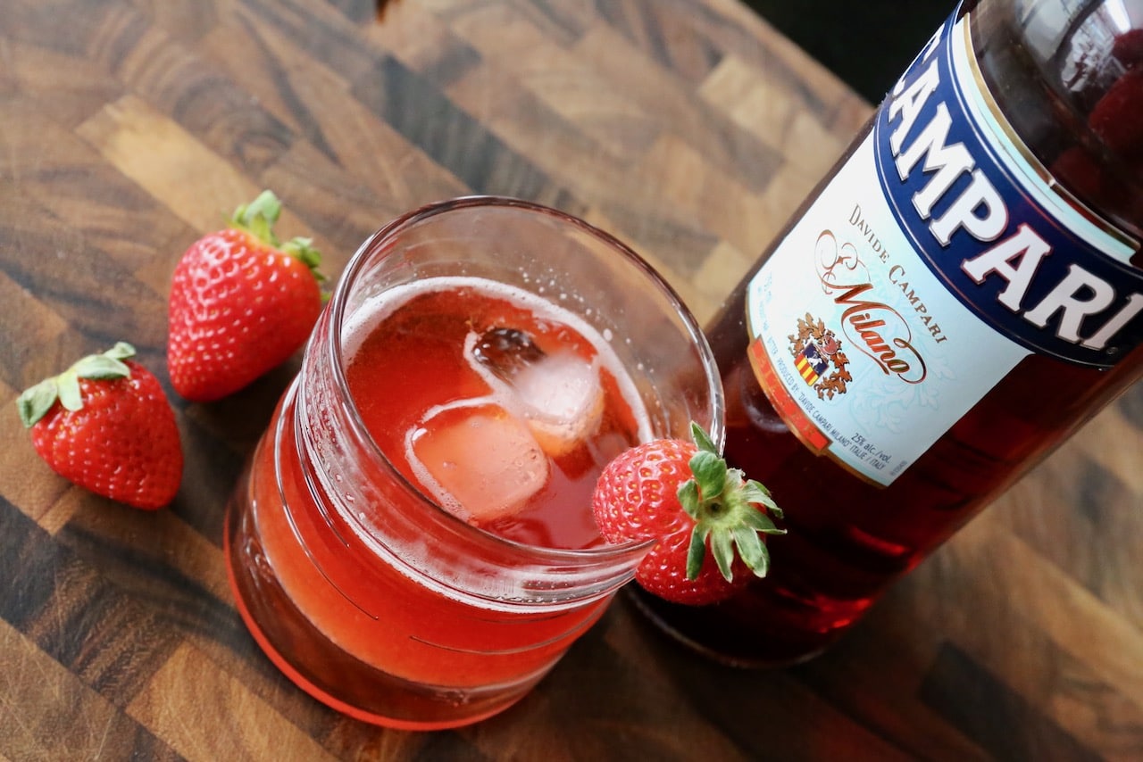 Strawberry Negroni Cocktail Photo Image.