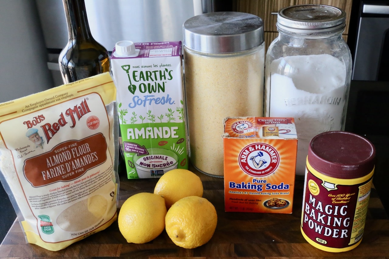 Healthy Vegan Gluten Free Polenta Eggless Lemon Cake recipe ingredients.