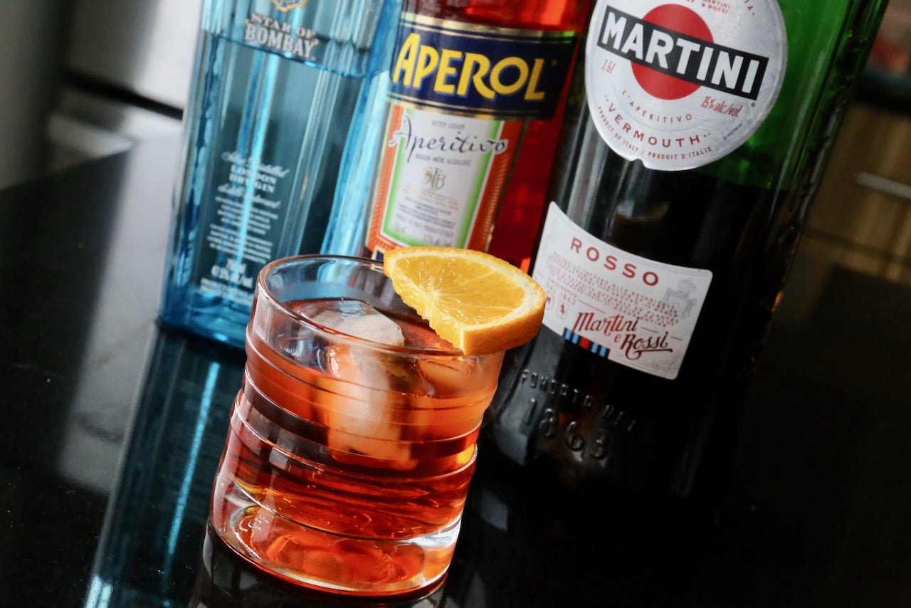 Swap out Campari for Aperol in this spin on the classic Italian Negroni cocktail.