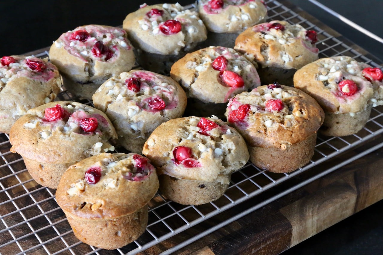 Serve Cranberry and White Chocolate Muffins for Christmas brunch or on the dessert table at a holiday party.