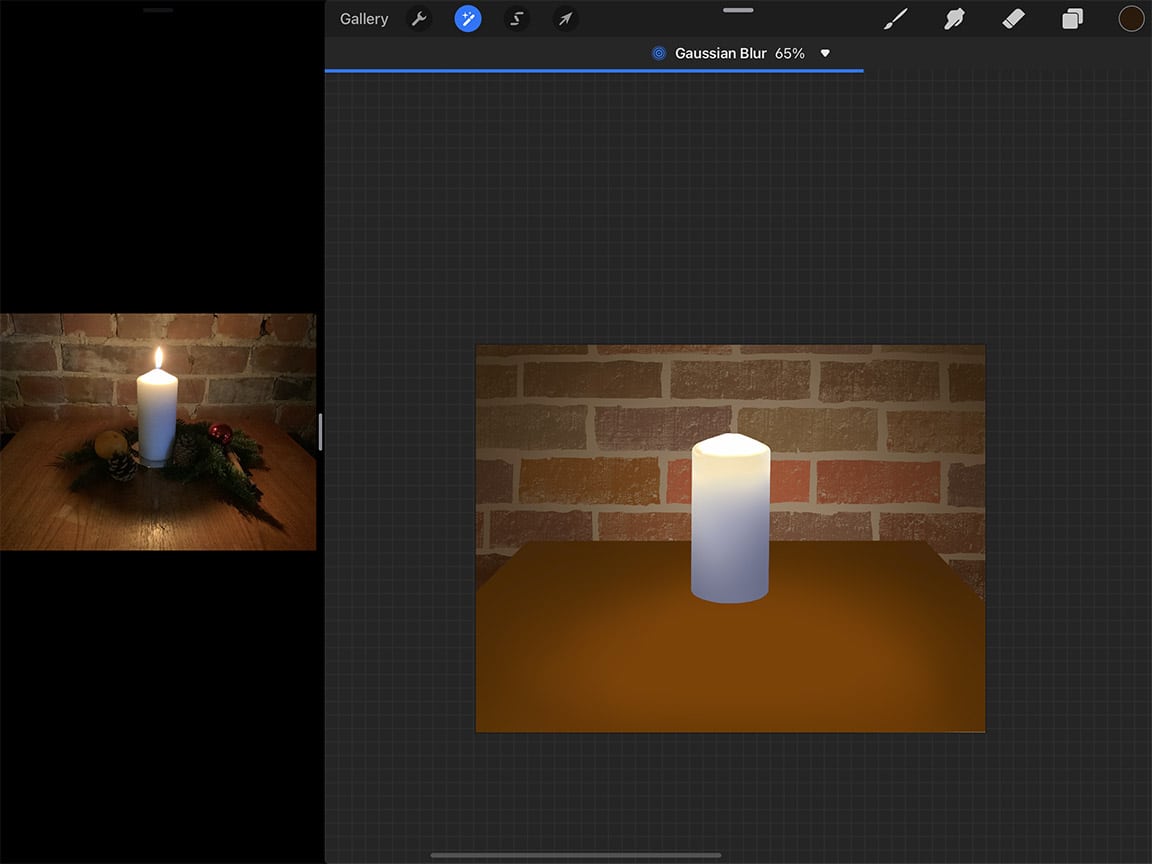 How to Draw a Candle: You can play with light and dark in Procreate to create a specific atmosphere.