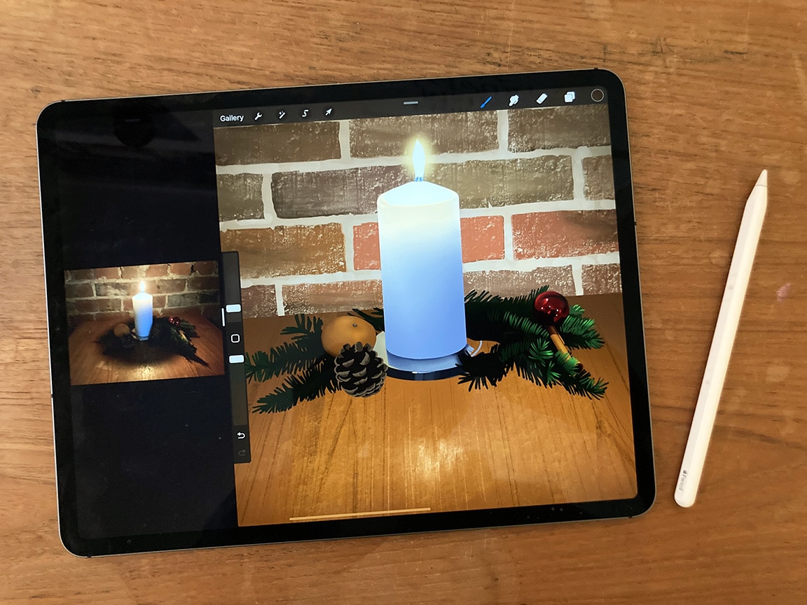 Learning how to draw candles from a reference photo is easy with Procreate on iPad Pro