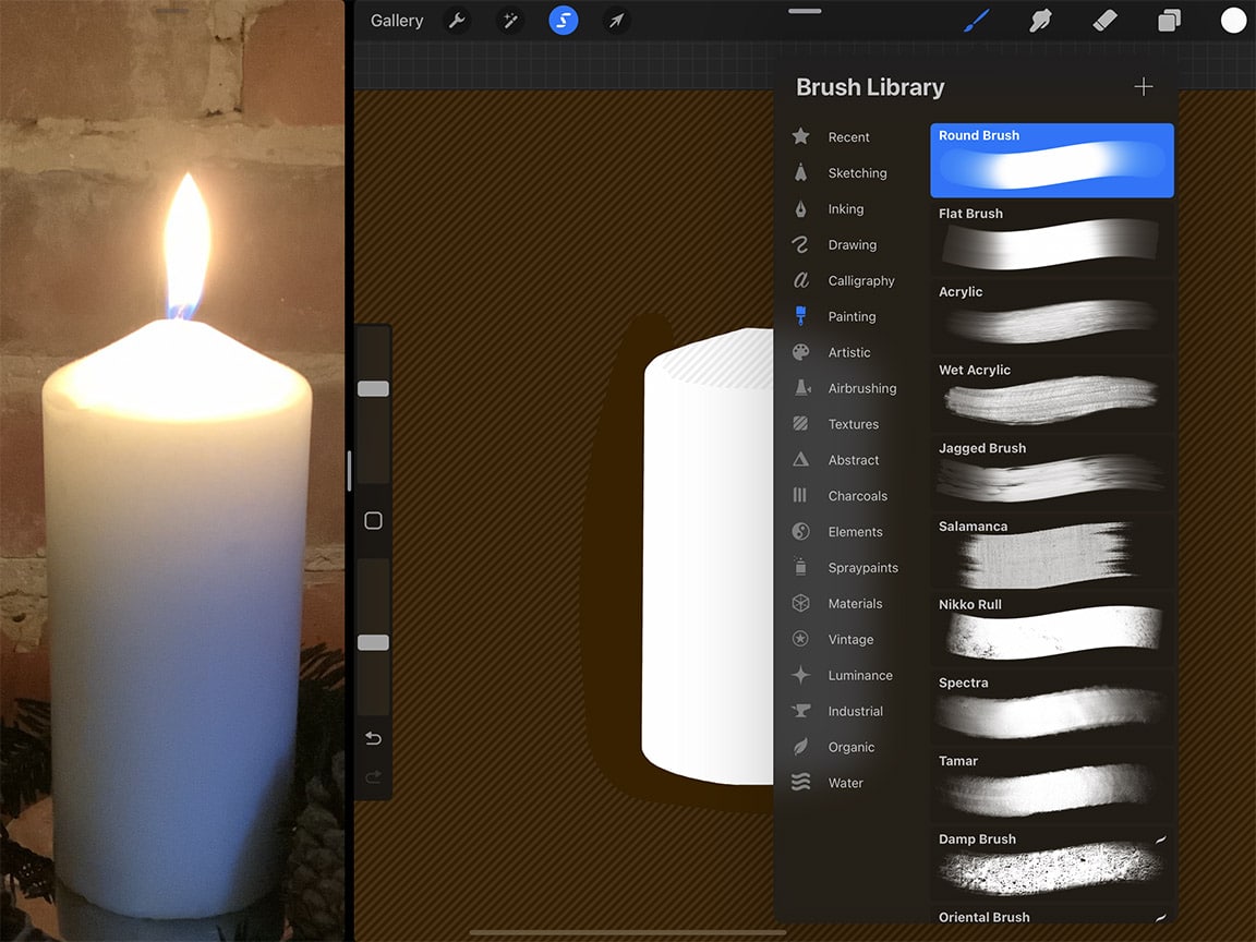 How to Draw Candles: Procreate's lasso tool can make drawing easier