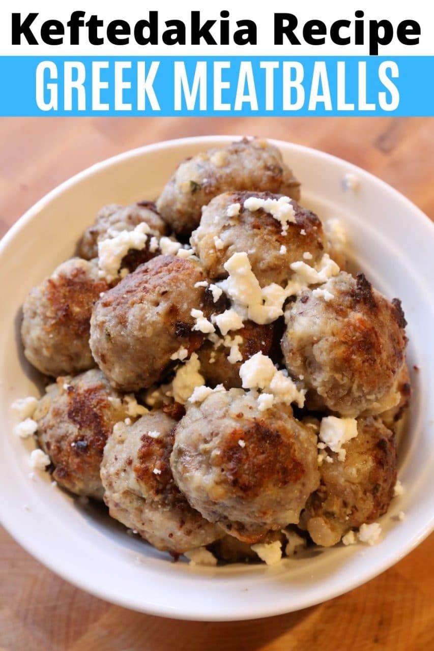 Save our homemade Keftedakia Roasted Greek Meatballs recipe to Pinterest!