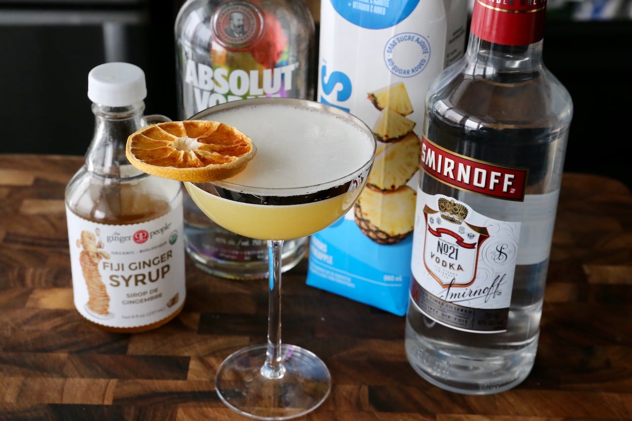 This Pineapple Martini is made with premium vodka like Absolut or Smirnoff. 