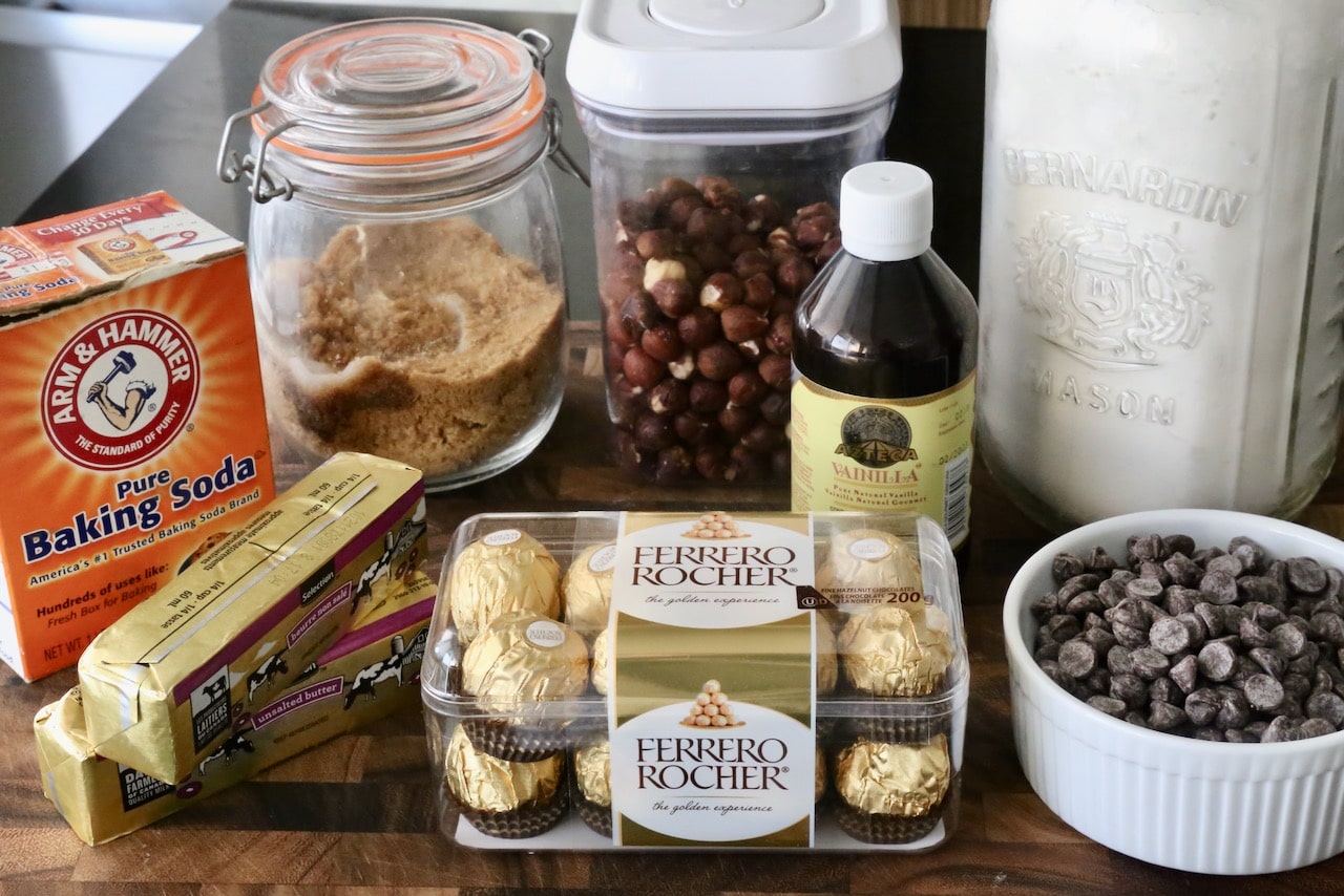 Traditional Ferrero Rocher Cookies recipe ingredients.
