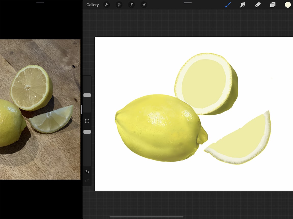 How to Draw a Lemon: Drawing in layers in make editing easy